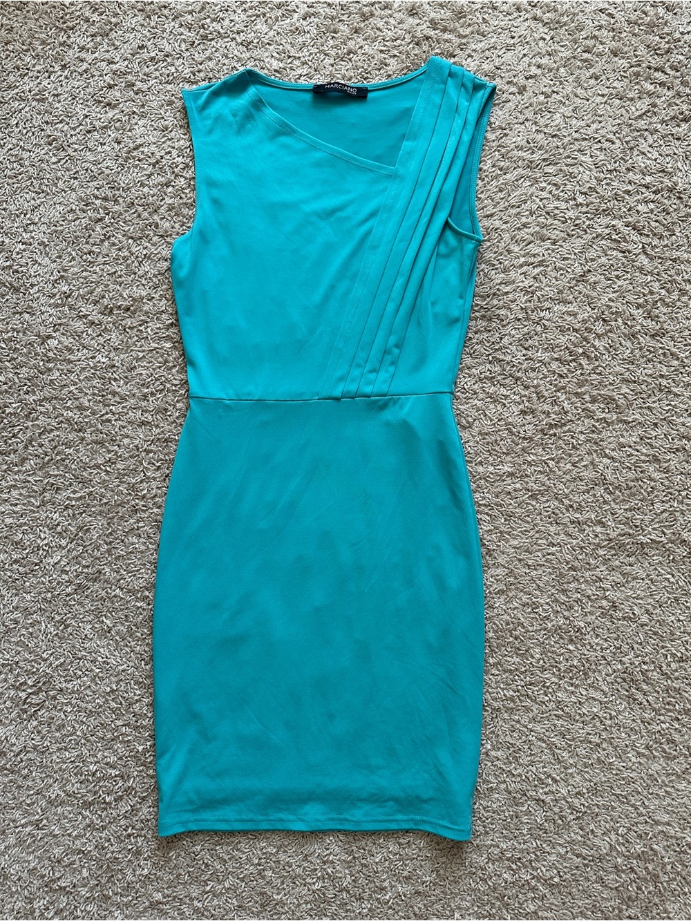 Marciano Teal One-Shoulder Sheath Dress